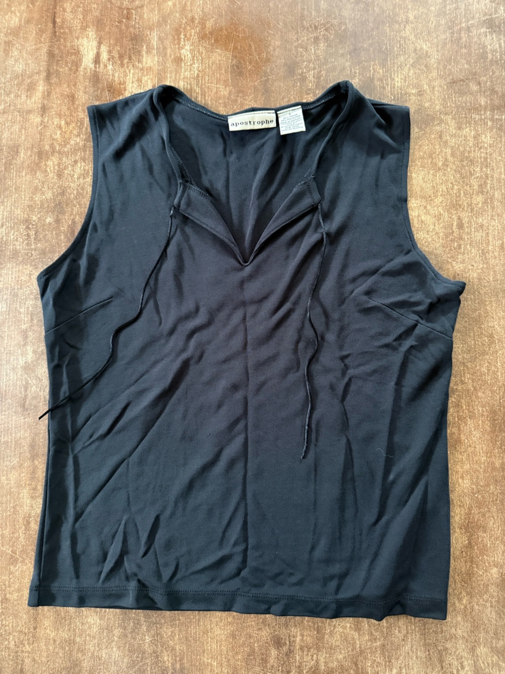 Apostrophe Black Sleeveless Tie-Neck Top